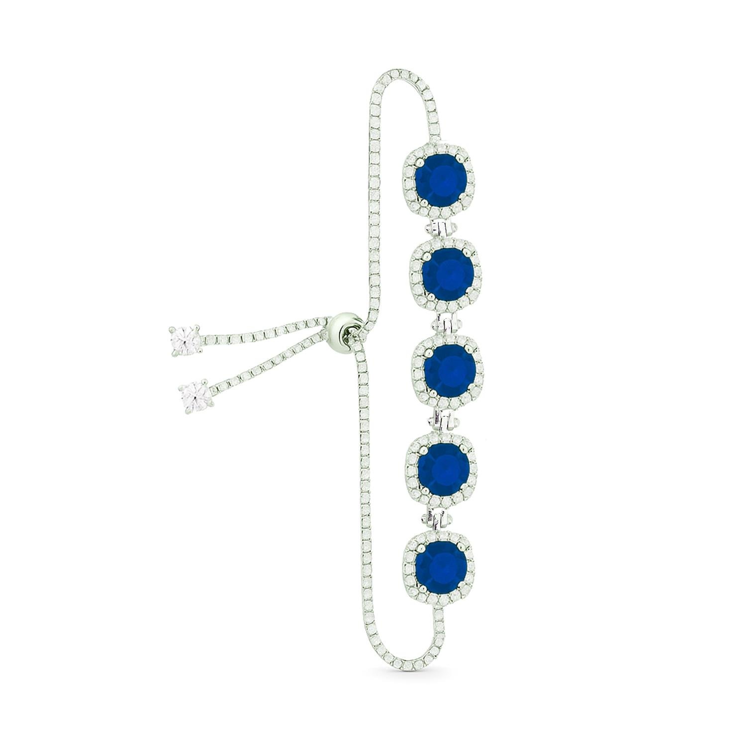 925 Ayar Gümüş Safir Pırlanta Modeli Asansör Bileklik