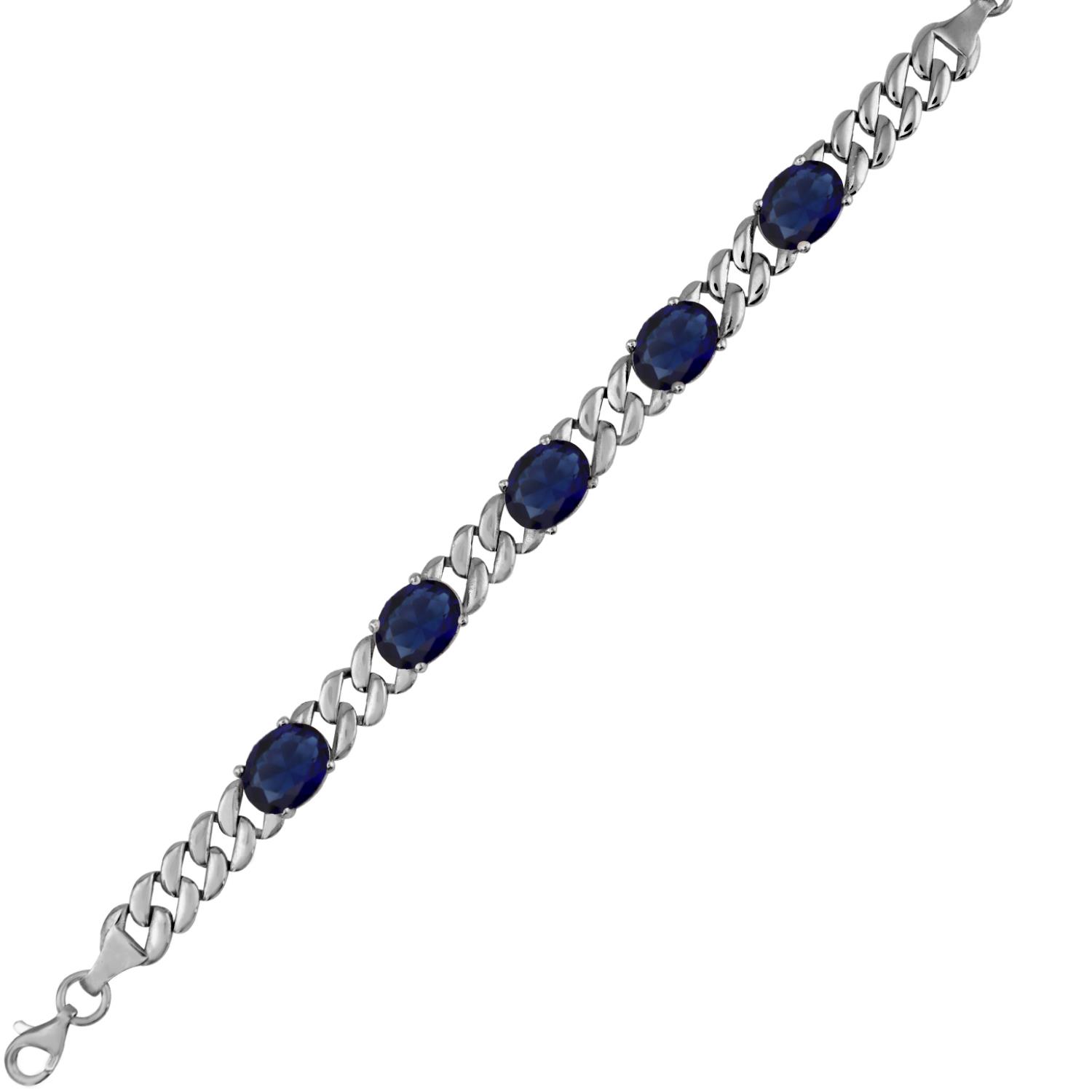 925 Ayar Gümüş Safir Taşlı Gurmet Bileklik