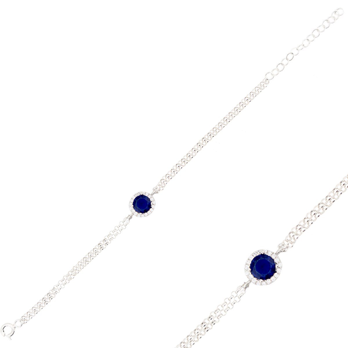 925 Ayar Gümüş Safir Yuvarlak Bileklik