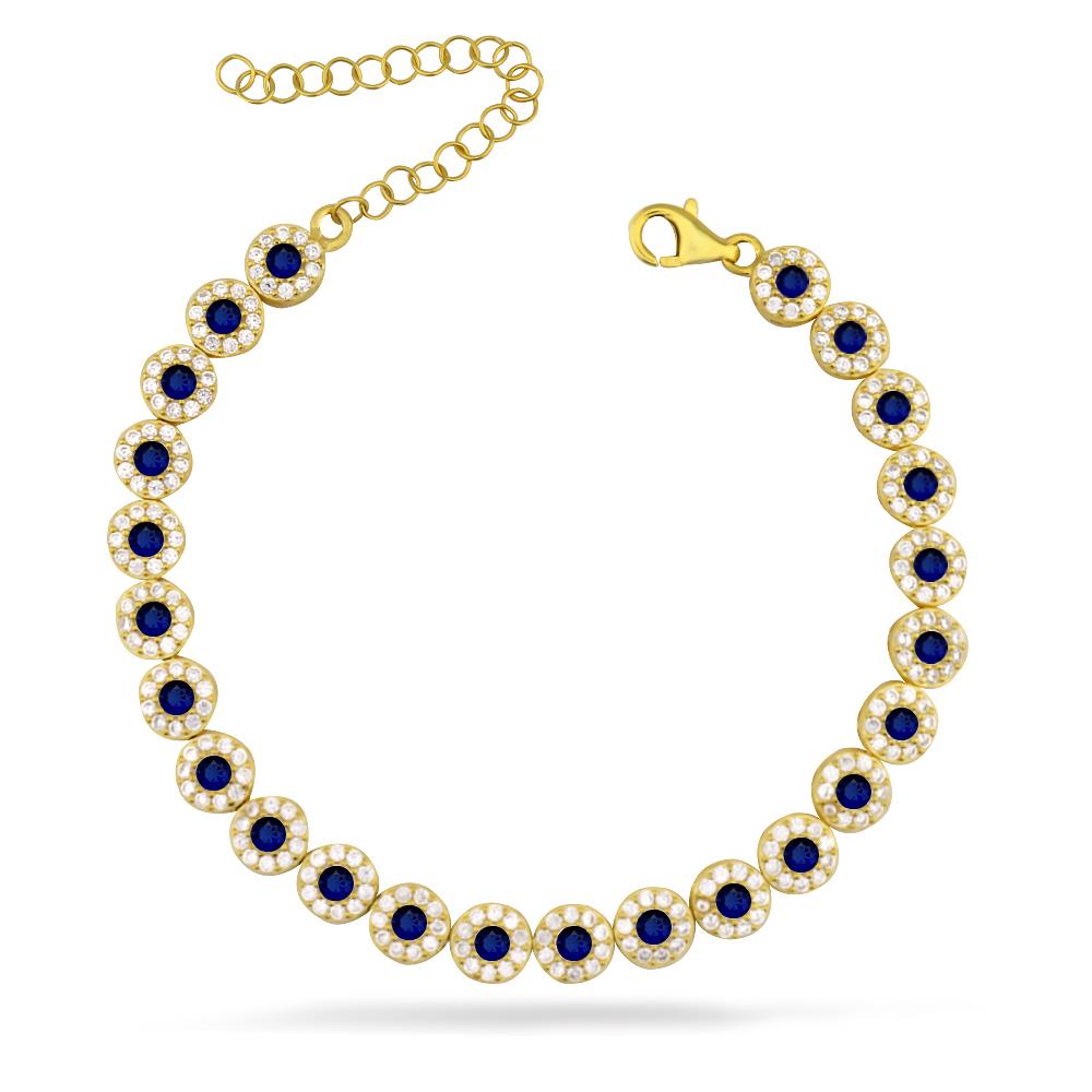 925 Ayar Gümüş Safir Yuvarlak Taşlı Su Yolu Bileklik