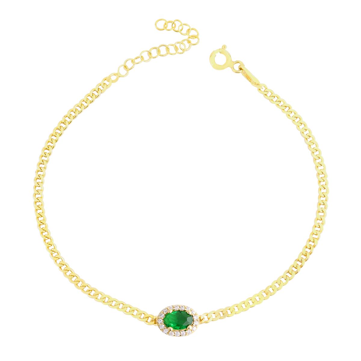 925 Ayar Gümüş Safir Zümrüt Oval Taşlı Gurmet Zincir Bileklik