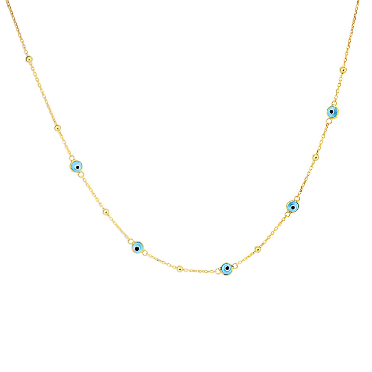 925 Ayar Gümüş Sıralı Nazar Kolye