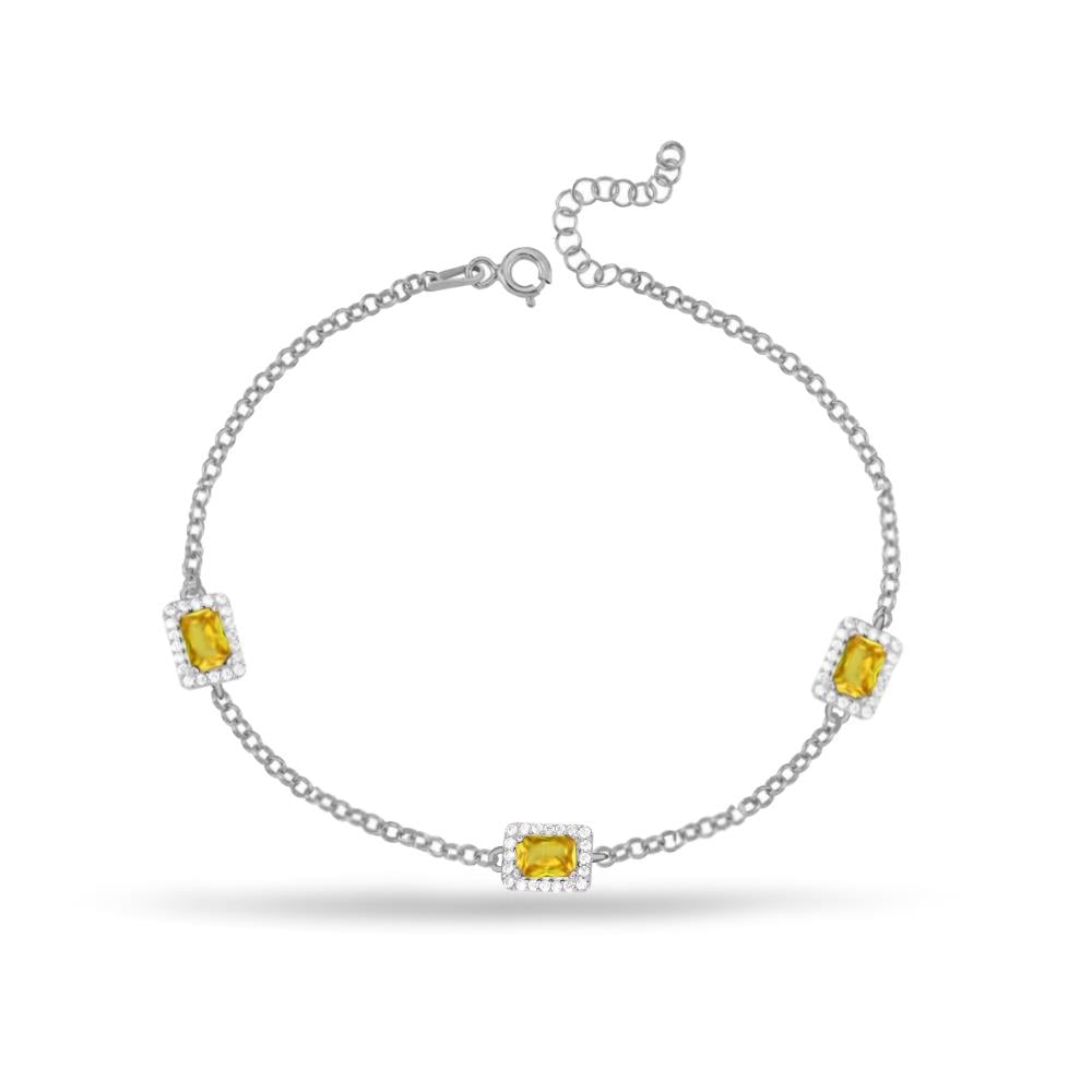 925 Ayar Gümüş Sitrin Baget Taşlı Bileklik