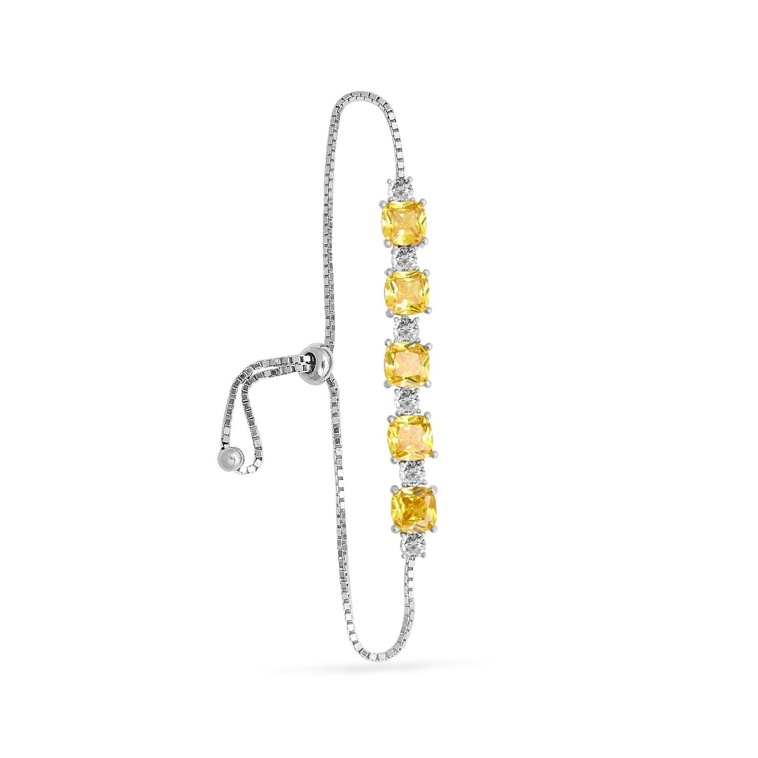 925 Ayar Gümüş Sitrin Taşlı Asansörlü Bileklik