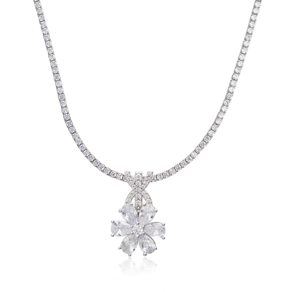 925 Ayar Gümüş Su Yolu Manolya Kolye