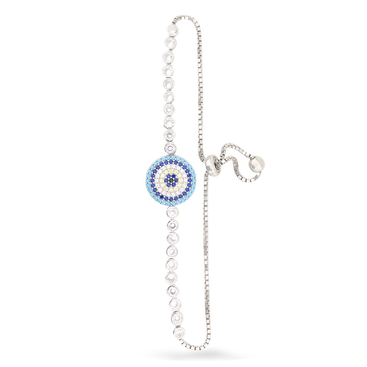 925 Ayar Gümüş Su Yolu Nazar Detay Asansörlü Bileklik