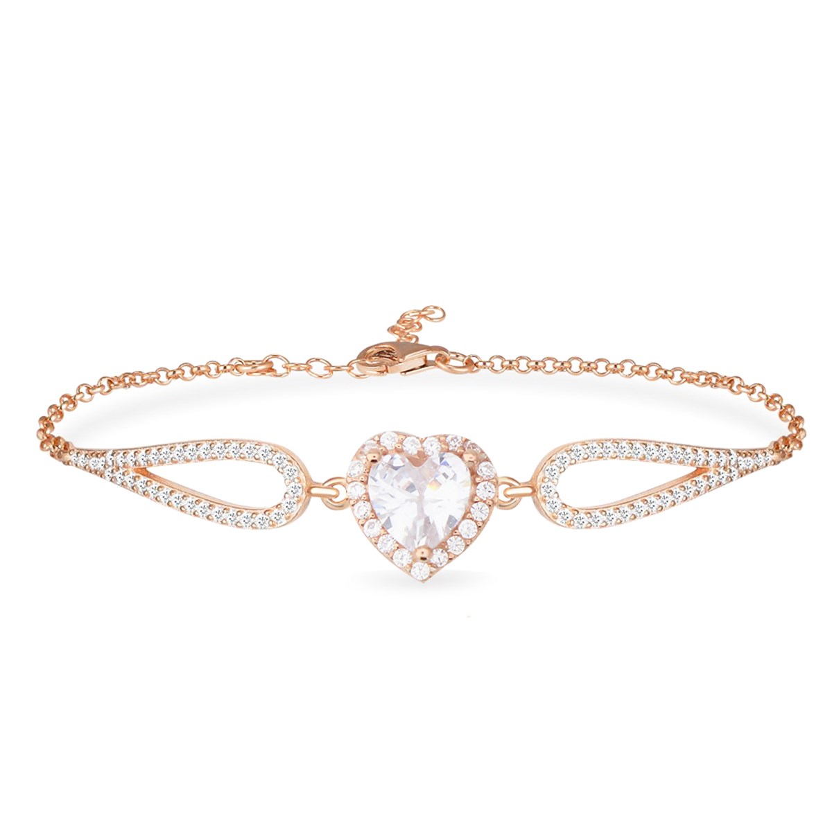 925 Ayar Gümüş Swarovski Kalp Bileklik