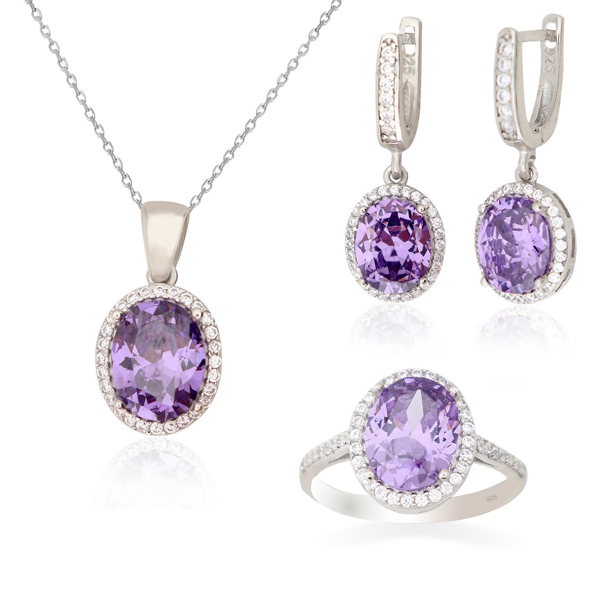 925 Ayar Gümüş Tanzanit Taş Takı Seti