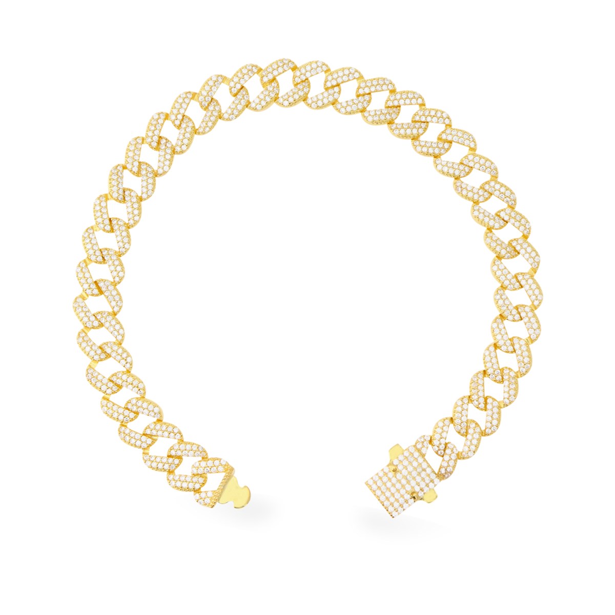 925 Ayar Gümüş Taşlı Gold Gurmet Bileklik