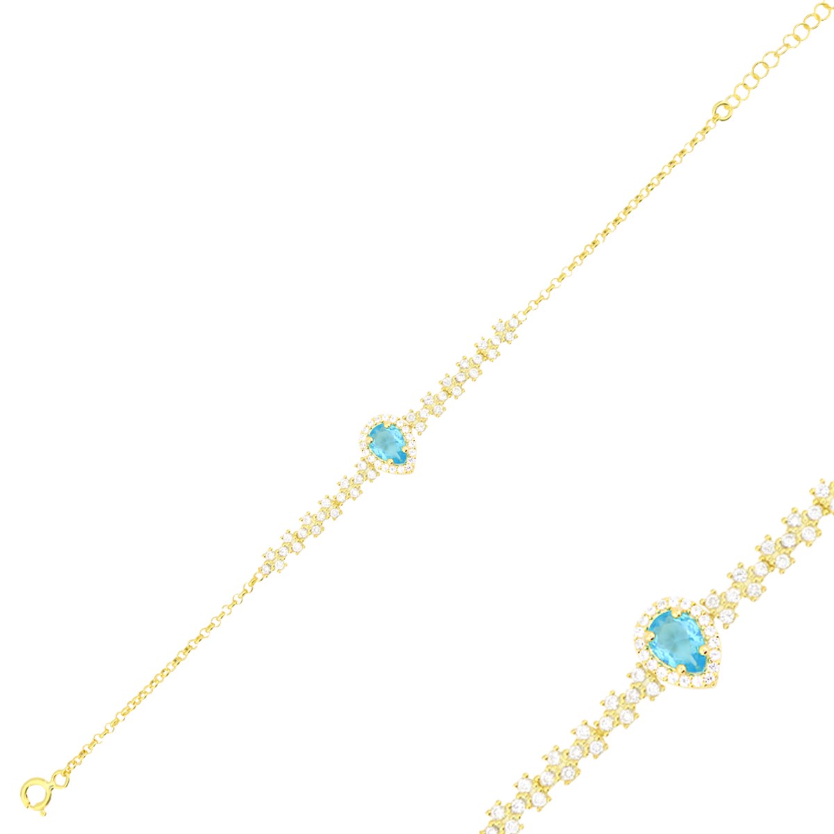 925 Ayar Gümüş Turkuaz Damla Bileklik