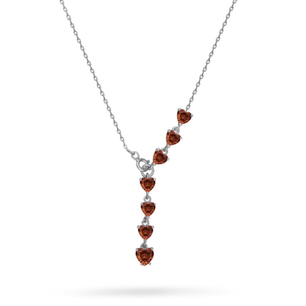 925 Ayar Gümüş Y Model Sıralı Zultanit Kalp Kolye