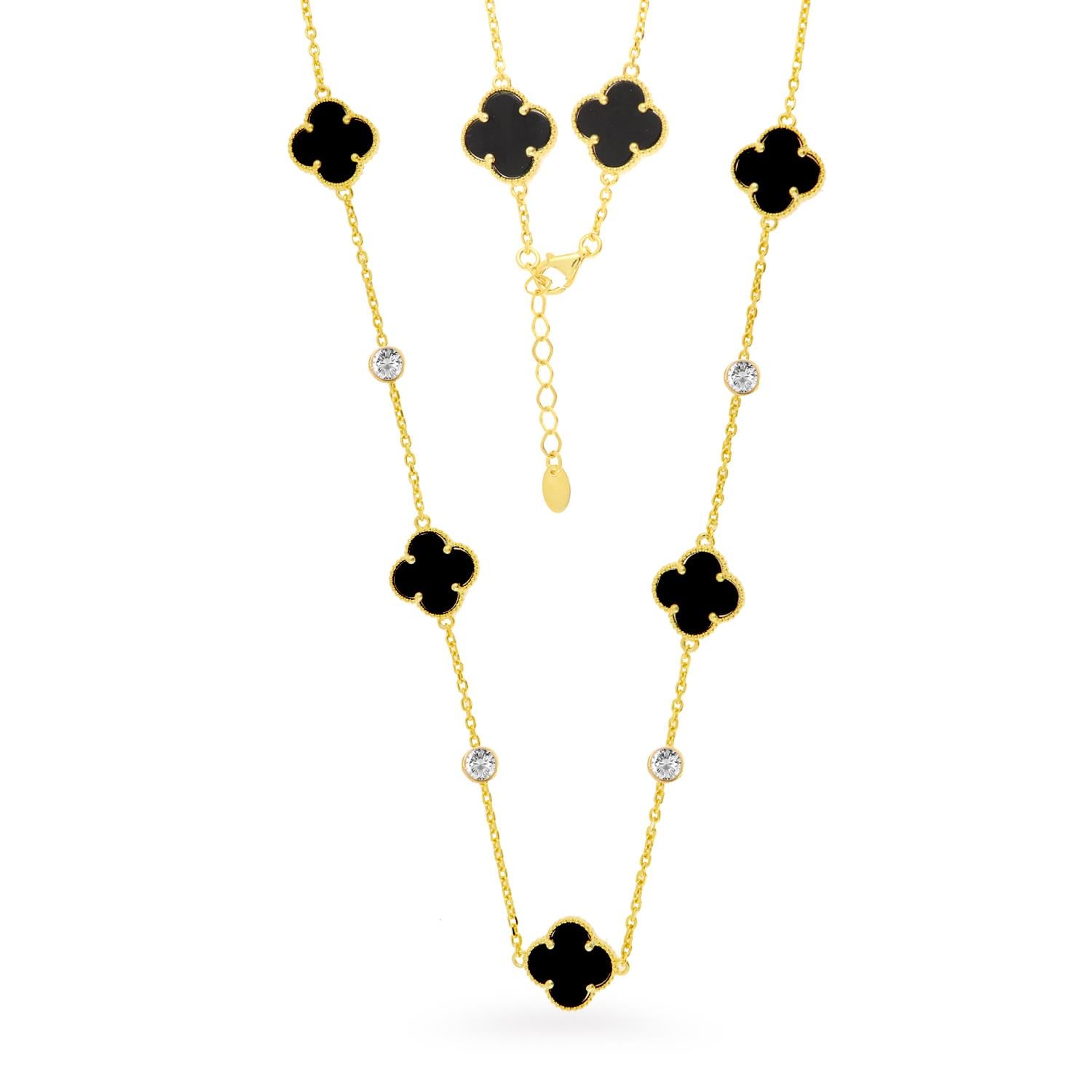 925 Ayar Gümüş Yonca Detaylı Kolye