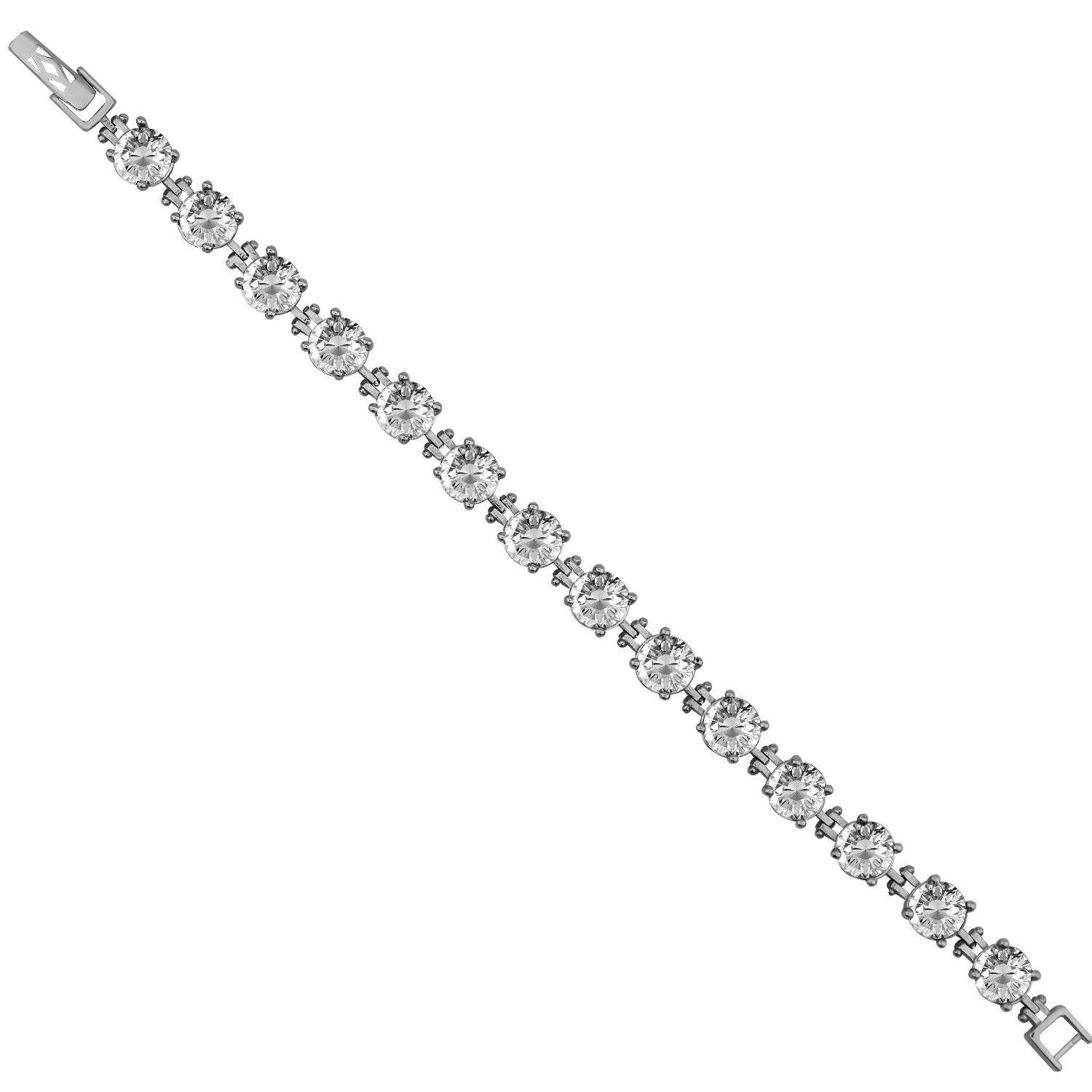 925 Ayar Gümüş Yuvarlak Taşlı Su Yolu Bileklik