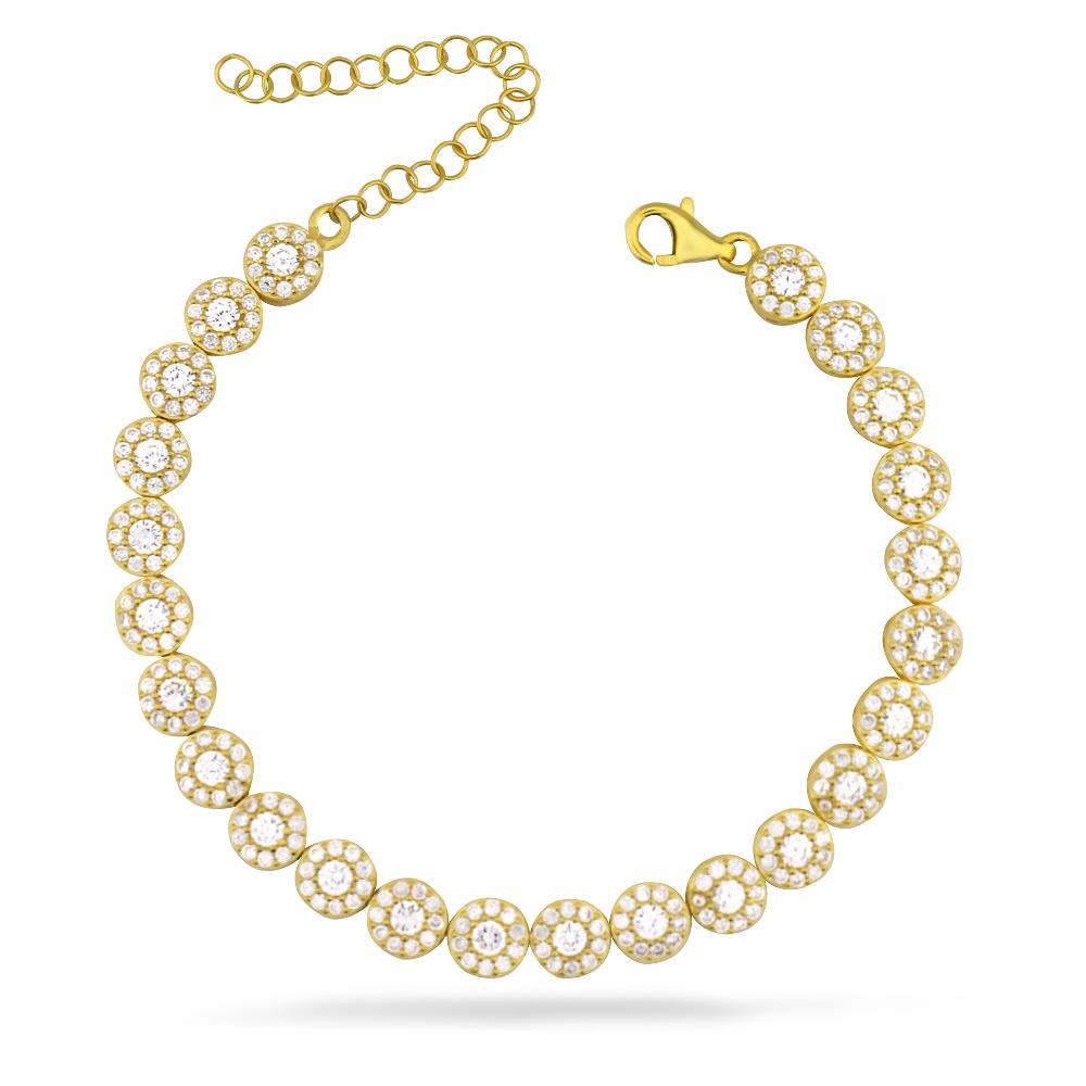 925 Ayar Gümüş Yuvarlak Taşlı Su Yolu Bileklik