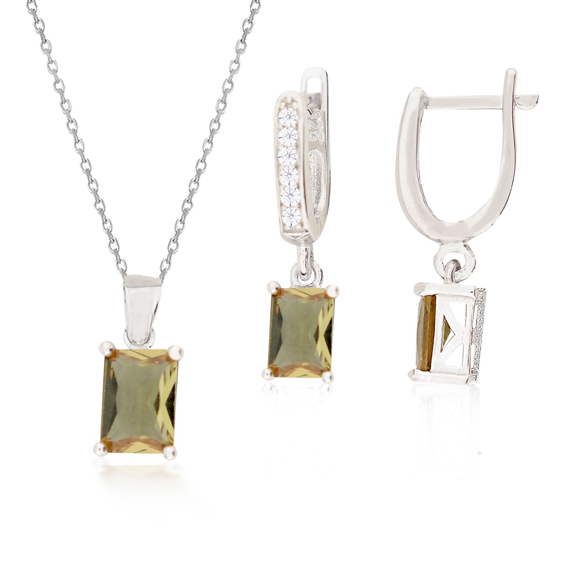 925 Ayar Gümüş Zultanit Baget Takı Seti