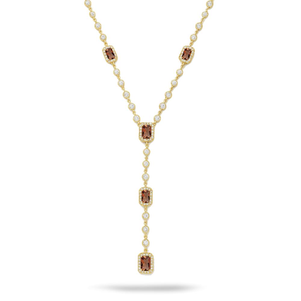 925 Ayar Gümüş Zultanit Baget Taşlı Y Model Su Yolu Detaylı Kolye