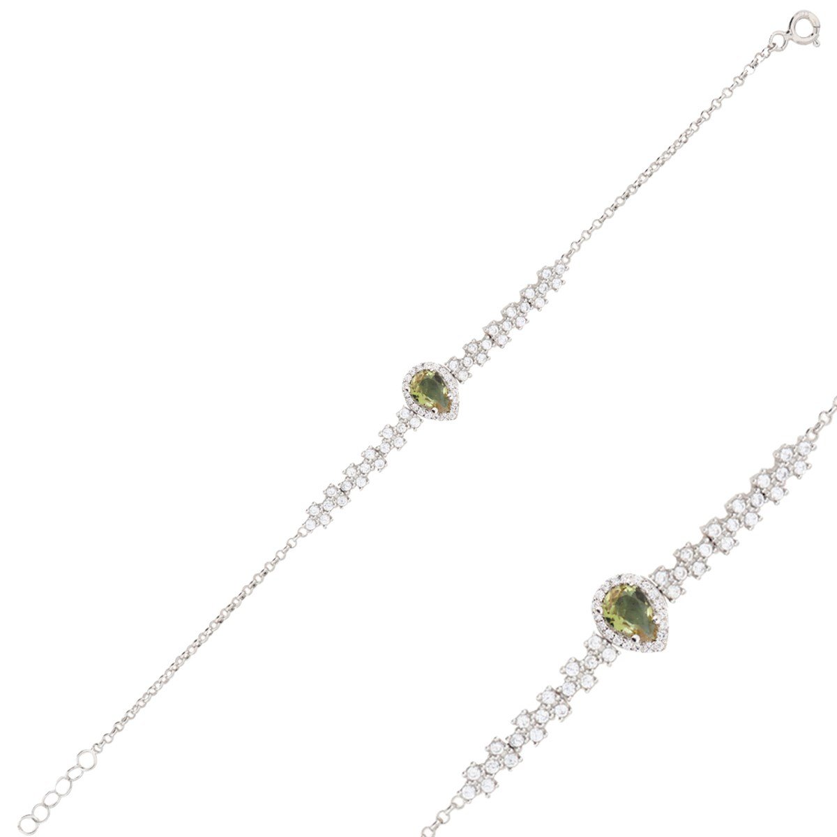 925 Ayar Gümüş Zultanit Damla Taş Bileklik