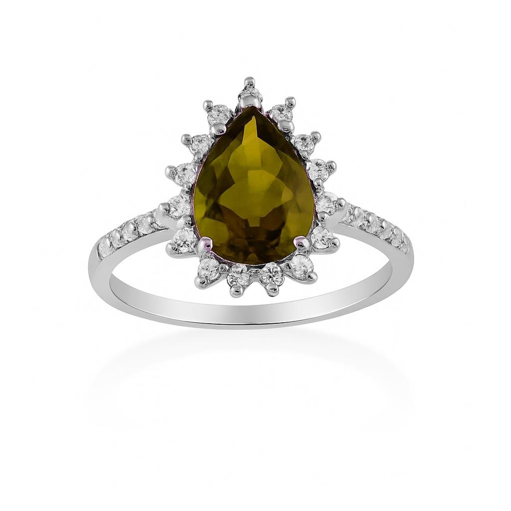 925 Ayar Gümüş Zultanit Damla Taşlı Yüzük