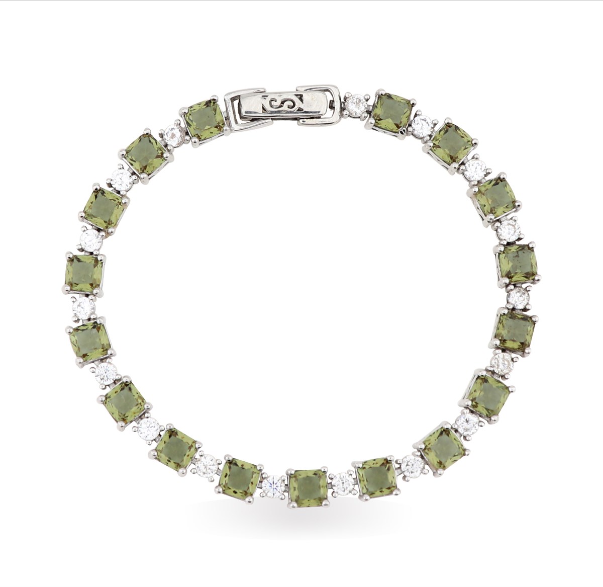 925 Ayar Gümüş Zultanit Taşlı Su Yolu Bileklik