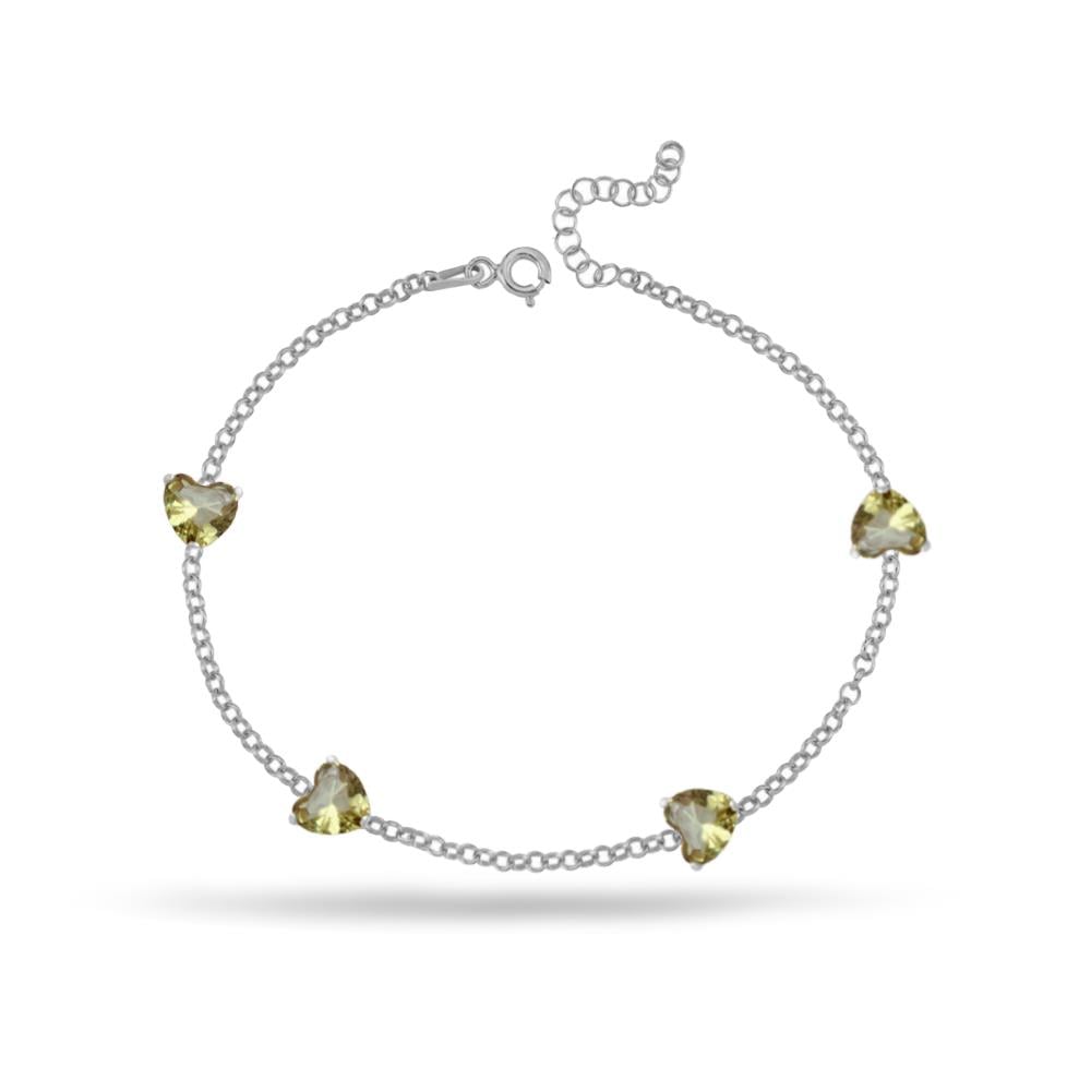 925 Ayar Gümüş Zultanit Taşlı Zarif Kalp Bileklik