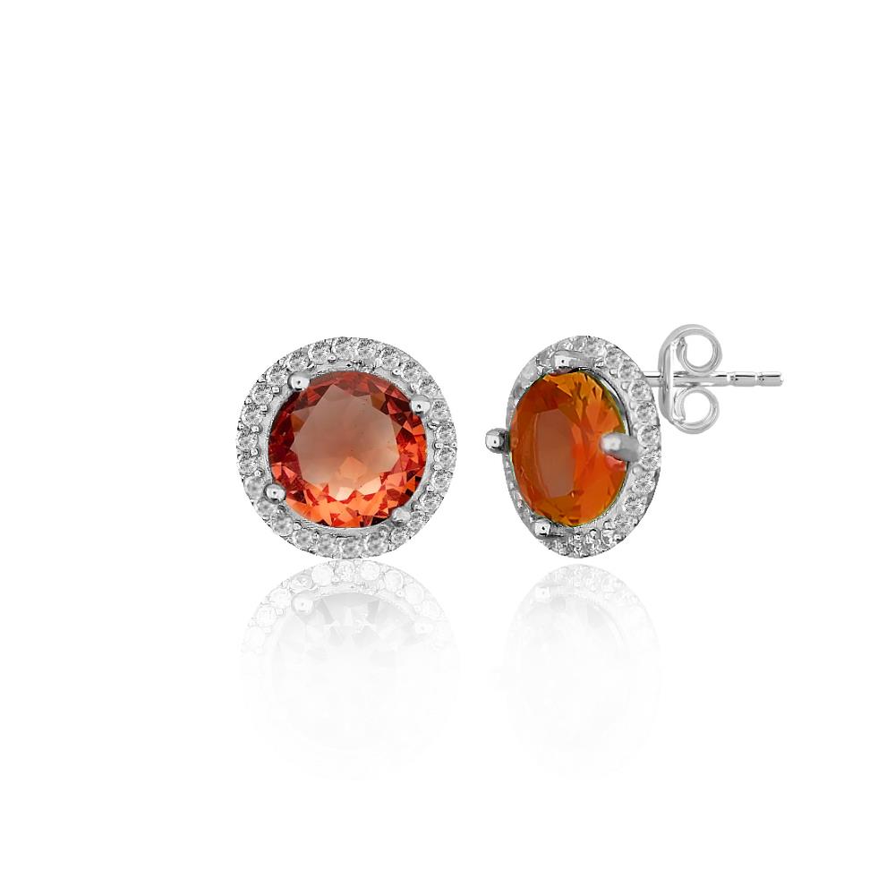 925 Ayar Gümüş Zultanit Yuvarlak Taşlı Küpe