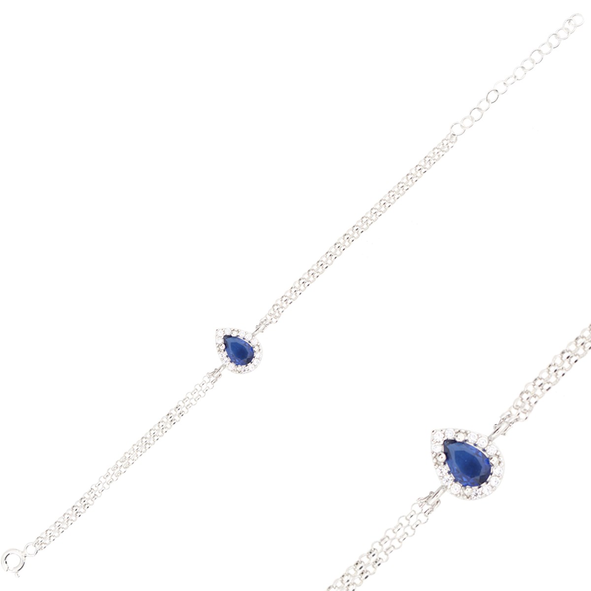 925 Ayar Gümüş Zümrüt Damla Bileklik