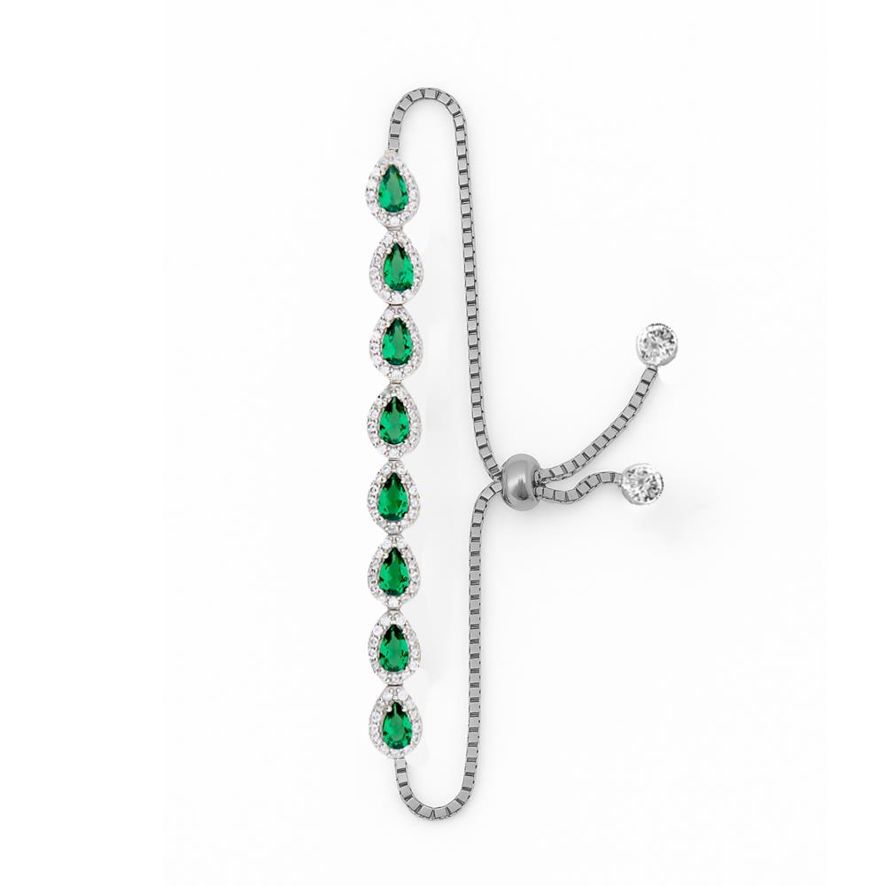 925 Ayar Gümüş Zümrüt Damla Taş Bileklik