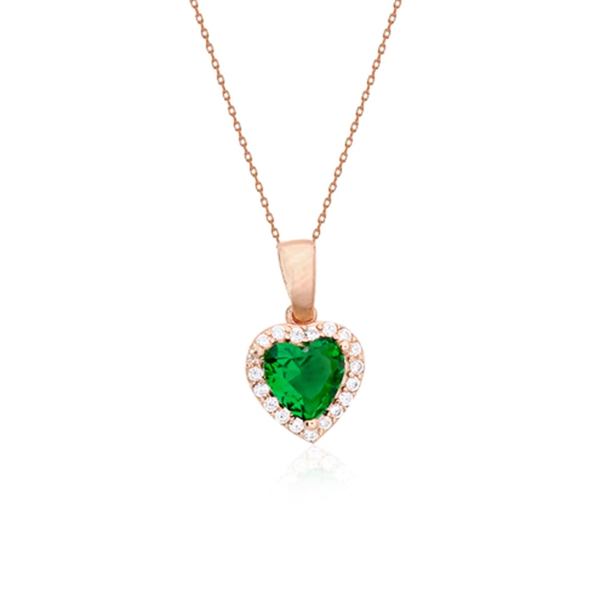 925 Ayar Gümüş Zümrüt Swarovski Kalp Kolye