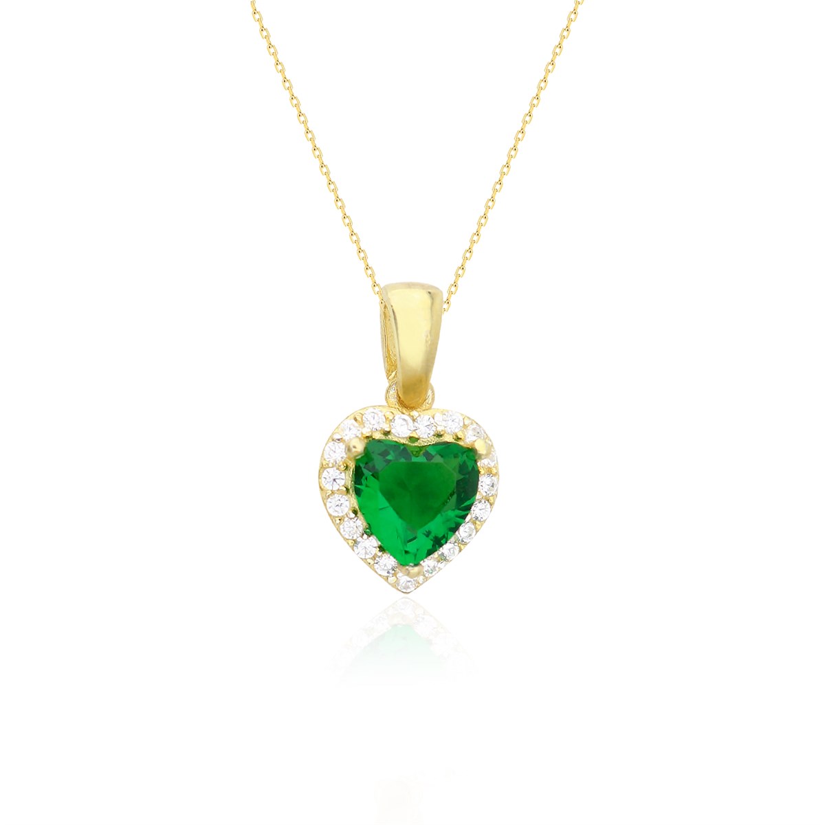 925 Ayar Gümüş Zümrüt Swarovski Kalp Kolye