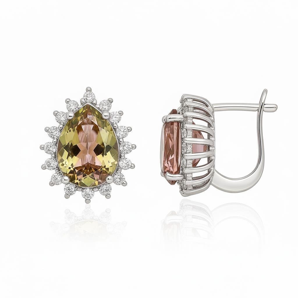 925 Ayar Rodyumlu Zultanit Damla Taş Gümüş Küpe