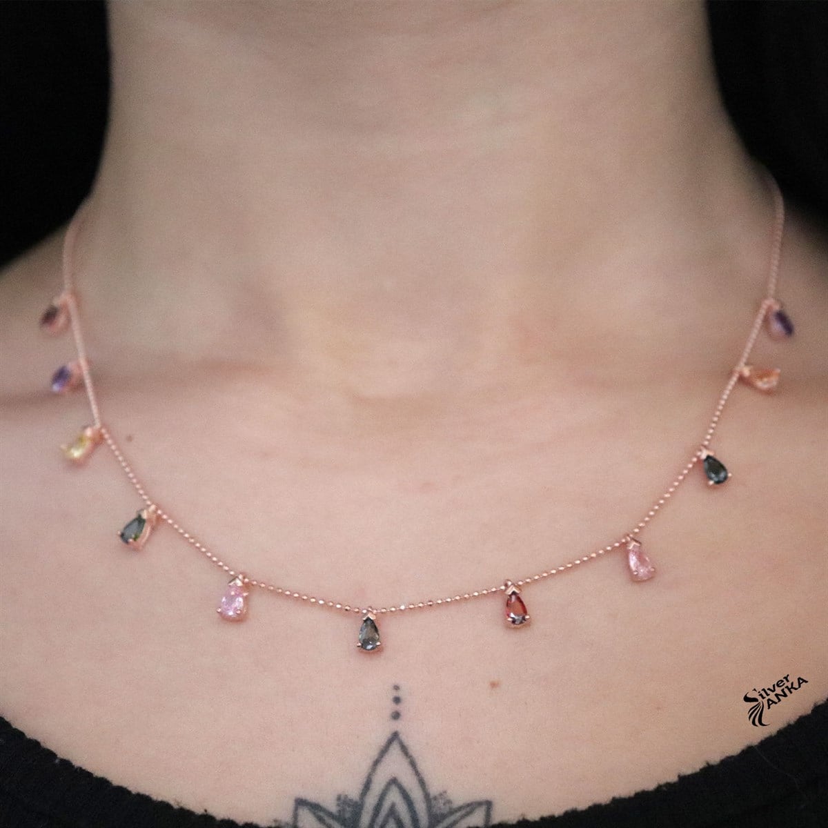 925 Ayar Rose Shakıra Gümüş Kolye
