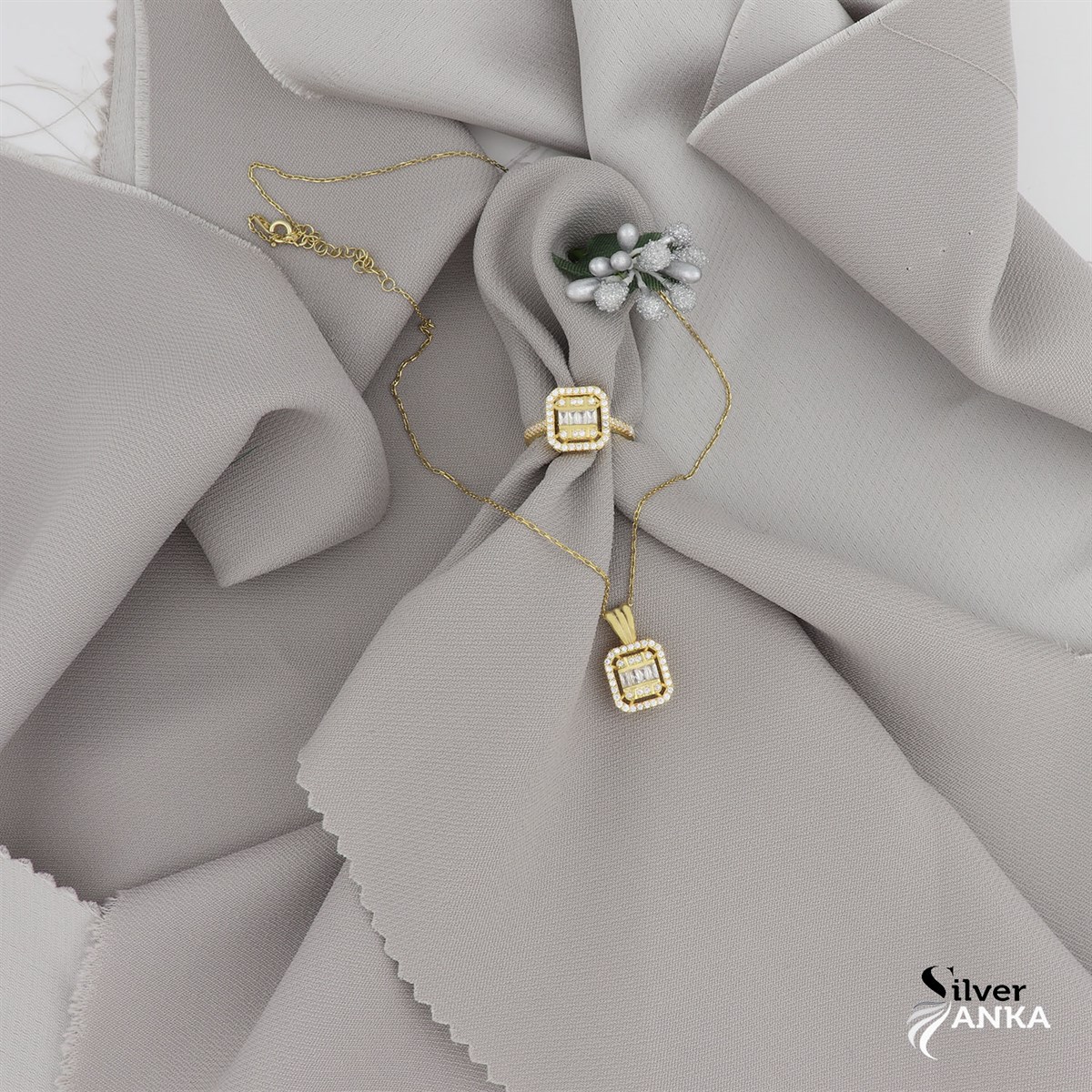 925 Ayar Şık Baget Gold Set