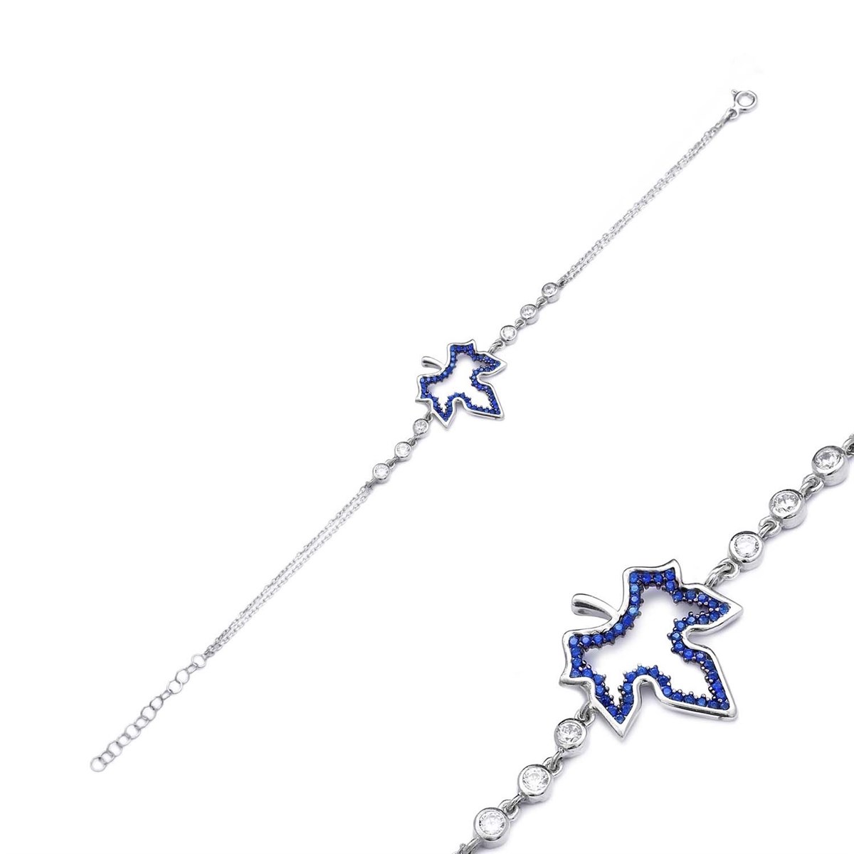 925 Ayar Gümüş Yaprak Tasarım Zarif Bileklik 