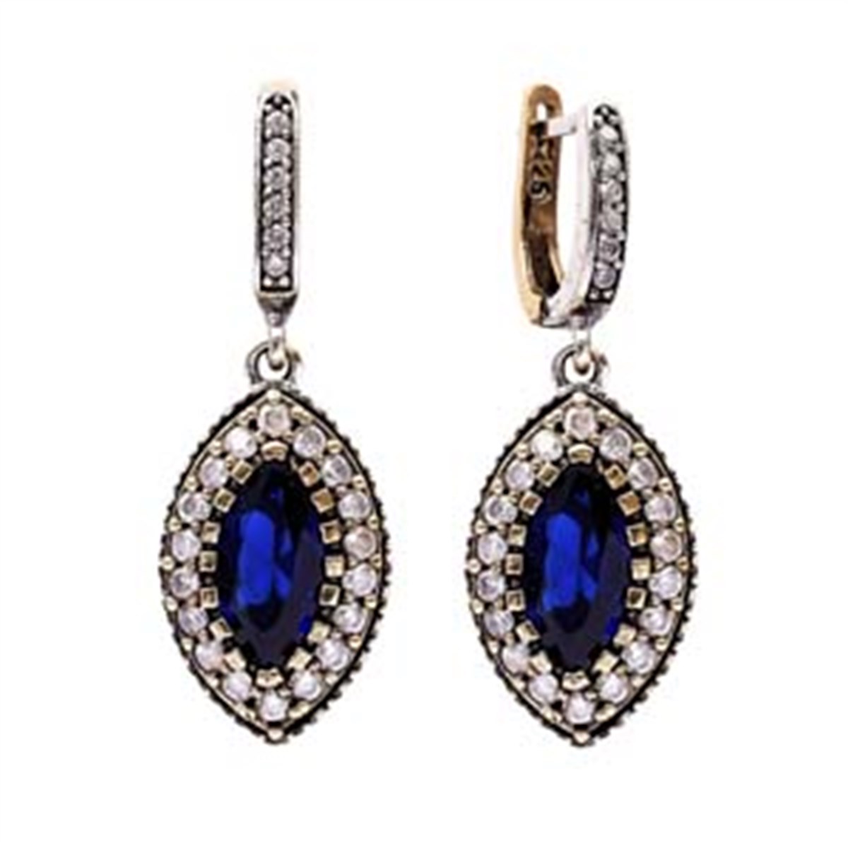 Mavi taşlı otantik küpe