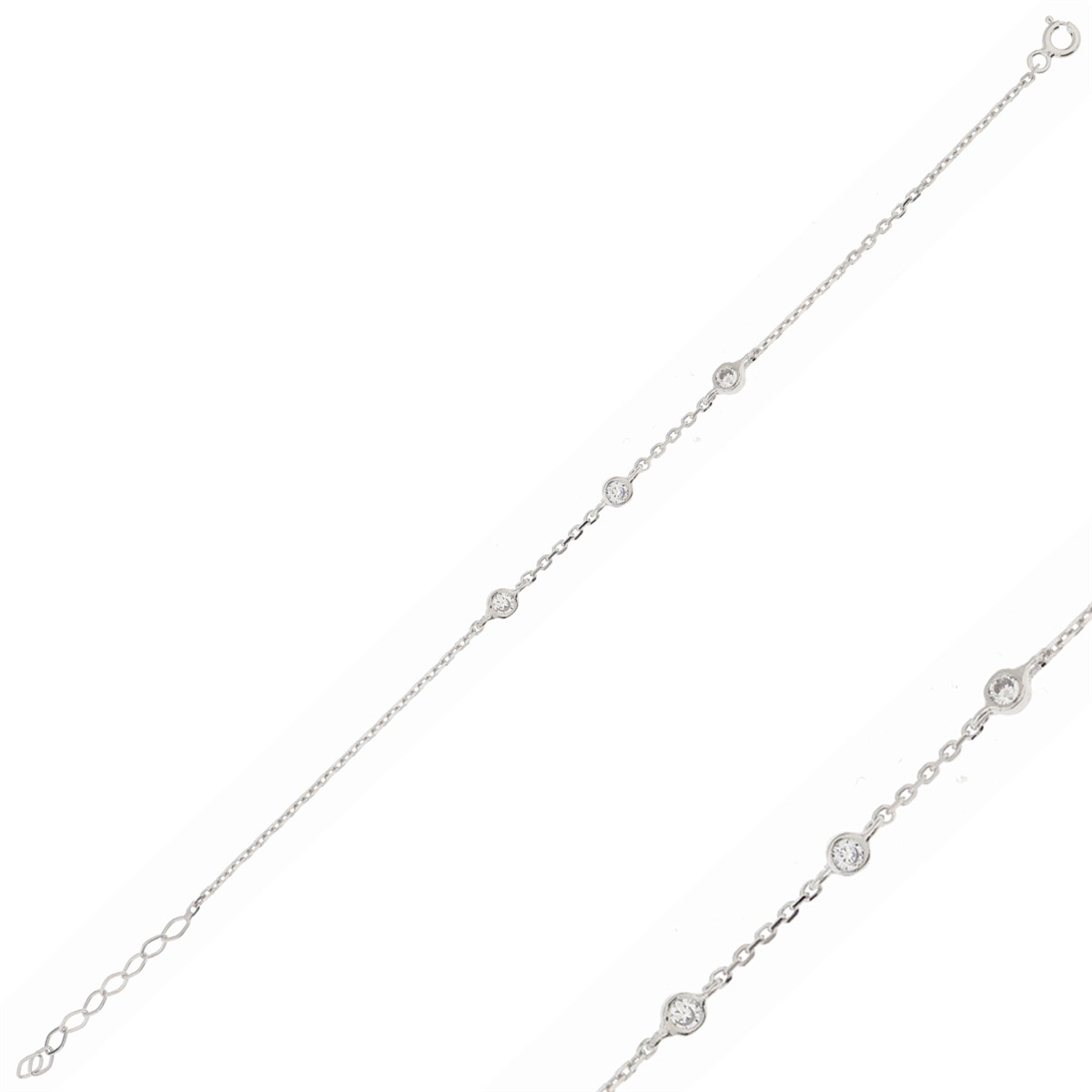 925 Ayar Gümüş Taşlı Tasarım Zarif Bileklik