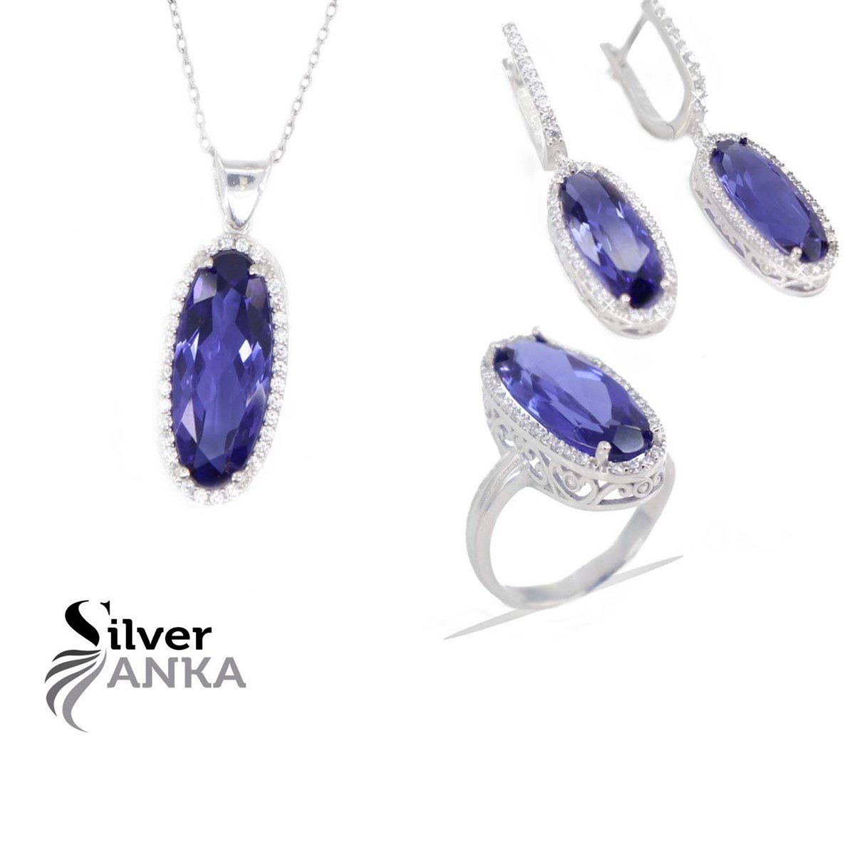 Tanzanit taşlı set