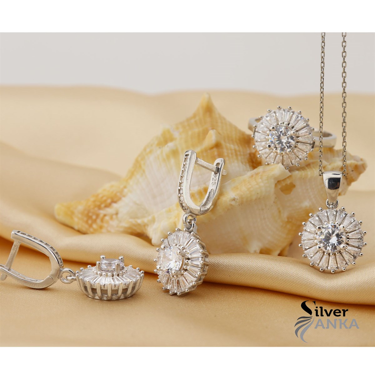 Zirkon Taşlı 925 Ayar Şık Baget Set