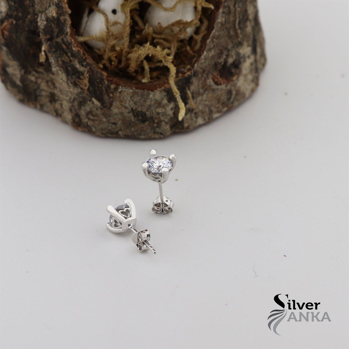 Zirkon Taşlı 925 Ayar Tek Taş Küpe