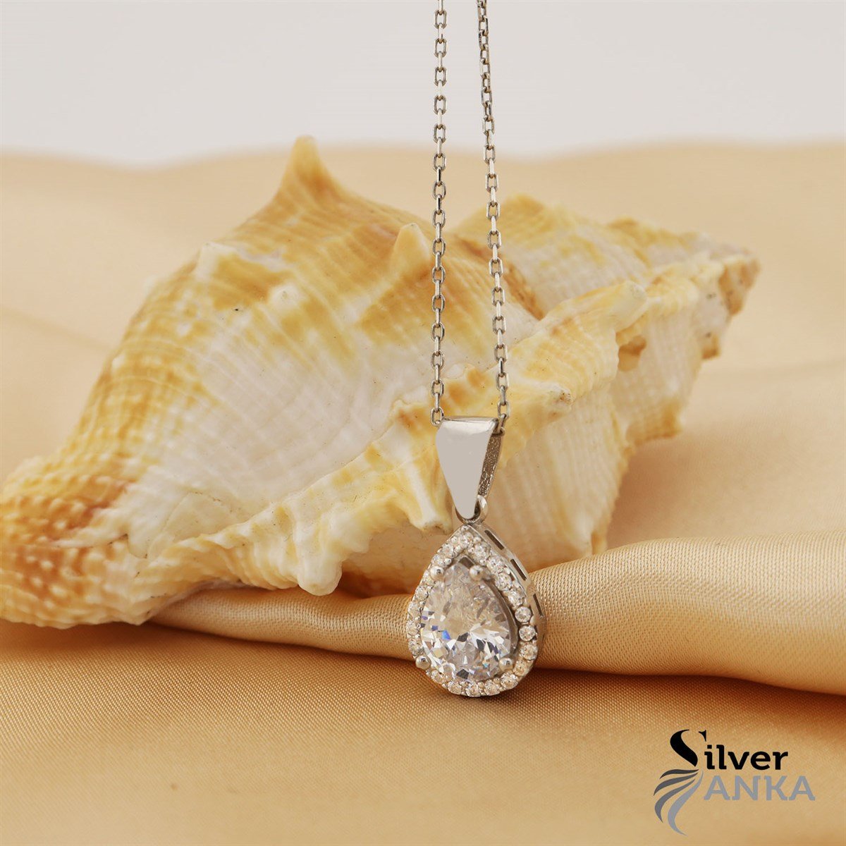 Zrkon Taşlı 25 Ayar Zarif Dama Kolye