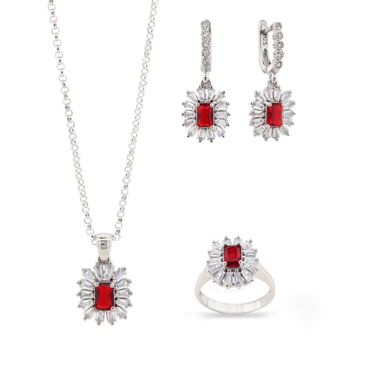 Zircon Colored Stone Set Wholesale Turkish 925 Sterling Silver Jewelry