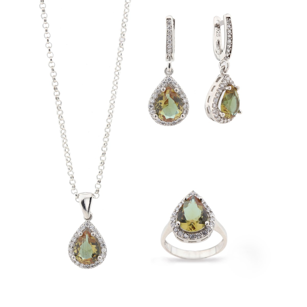 Zultanit Taşlı Zarif Trend Set 925 Ayar Gümüş Takı