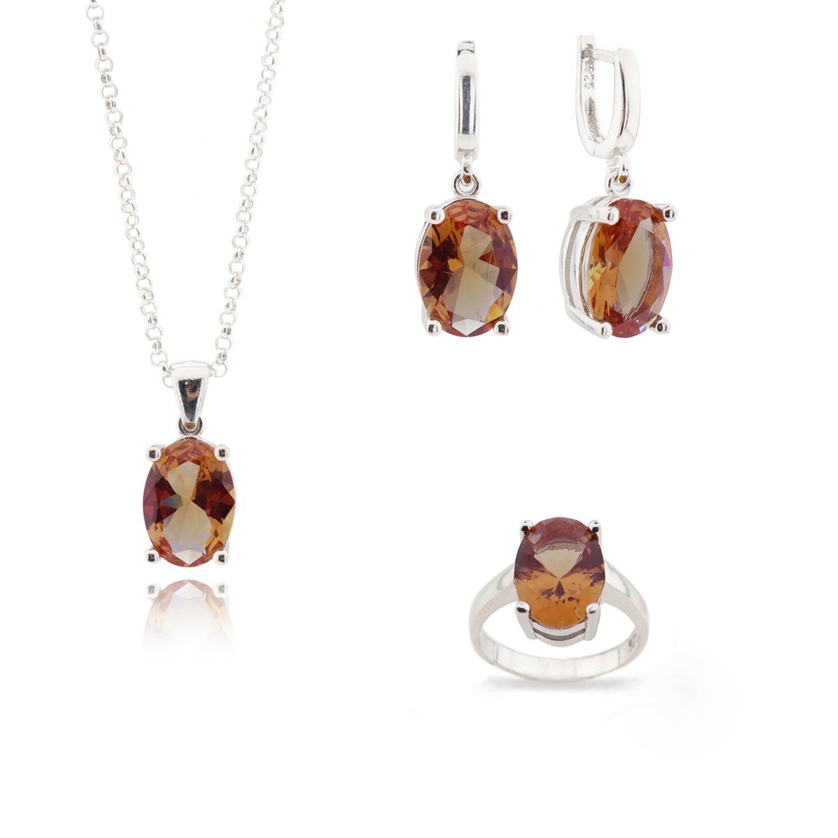 Zultanit Taşlı Zarif Trend Set 925 Ayar Gümüş Takı