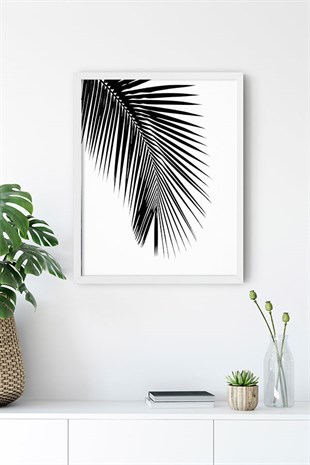 Siyah Beyaz Palmiye Yaprağı No:3 Poster