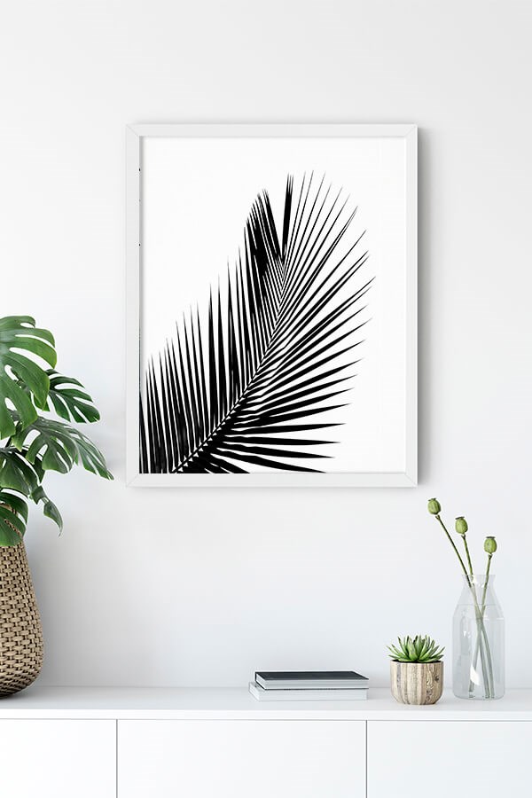 Black White Palm Leaf No:2 Poster