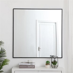 30x30 cm Metal Siyah Çerçeveli Dekoratif Ayna