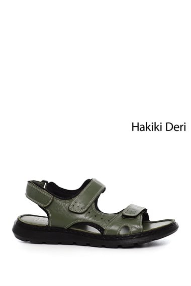 Erkek  Ayarlanabilir Cırt Bantlı Hakiki Deri Sandalet