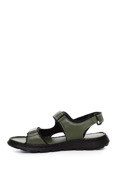 Mens Genuine Leather Sandals with Adjustable Velcro Straps