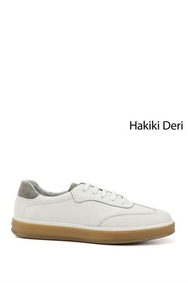 Mens Black Genuine Leather Lace-Up Sneakers