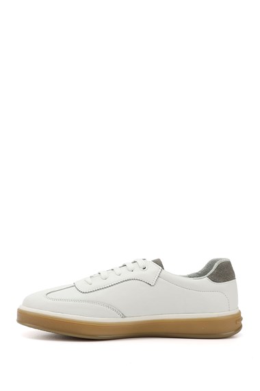 Mens Black Genuine Leather Lace-Up Sneakers