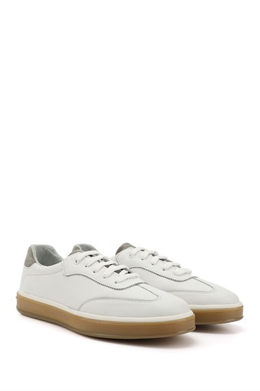 Mens Black Genuine Leather Lace-Up Sneakers